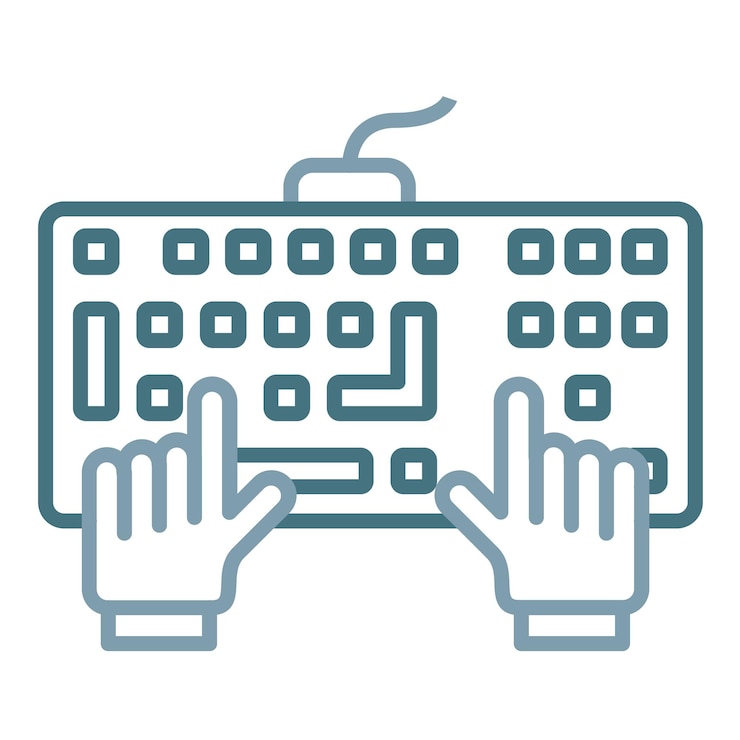 Vector typing on keyboard flat illustration