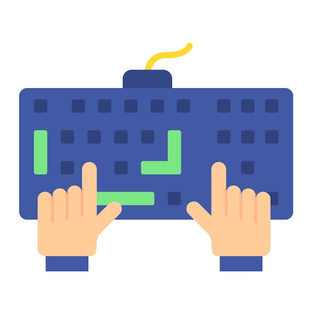 Typing on Keyboard Flat Illustration