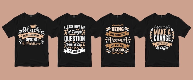 Typografie belettering koffie citeert t-shirtbundel