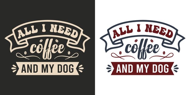 Typografie en handschrift koffie citaten voor poster, cadeaubon, mok en t-shirt