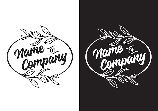 Typografie Logo Plant Ovale Vector Illustratie Sjabloon Zwart Witte Kleur Elegant Design Goed voor Elke Industrie