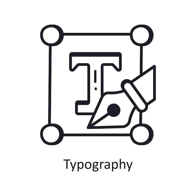 Typografie outline doodle Ontwerp illustratie Symbool op witte achtergrond EPS 10 File