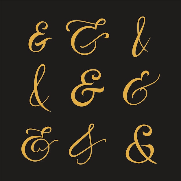 Typografie script ampersand Flourish belettering element voor bruiloft uitnodiging posterkaart Decoratief