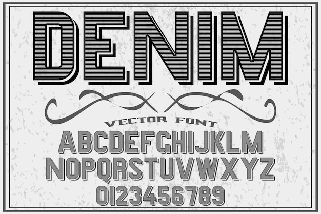 Vector typografie shadow effect lettertype ontwerp denim