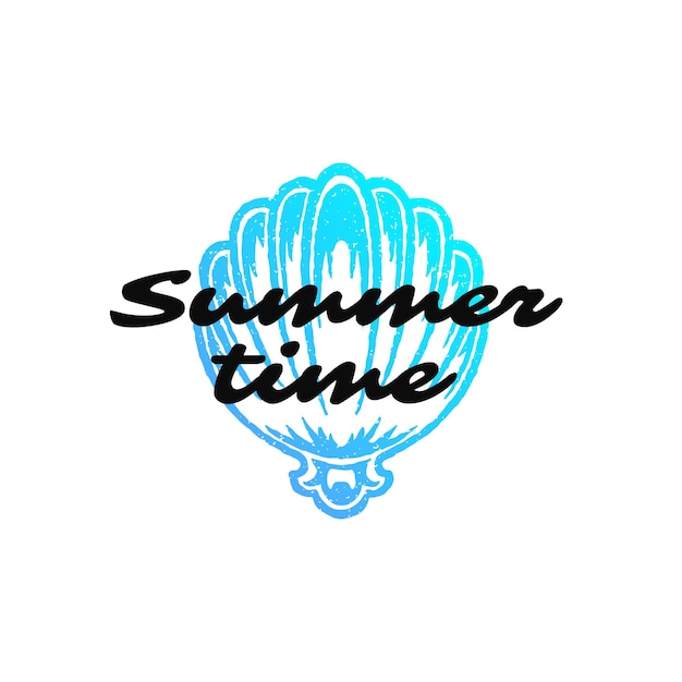 Typografie zomer tshirt vectorillustratie grafische tee print ontwerp met zomertijd slogan en shell silhouette