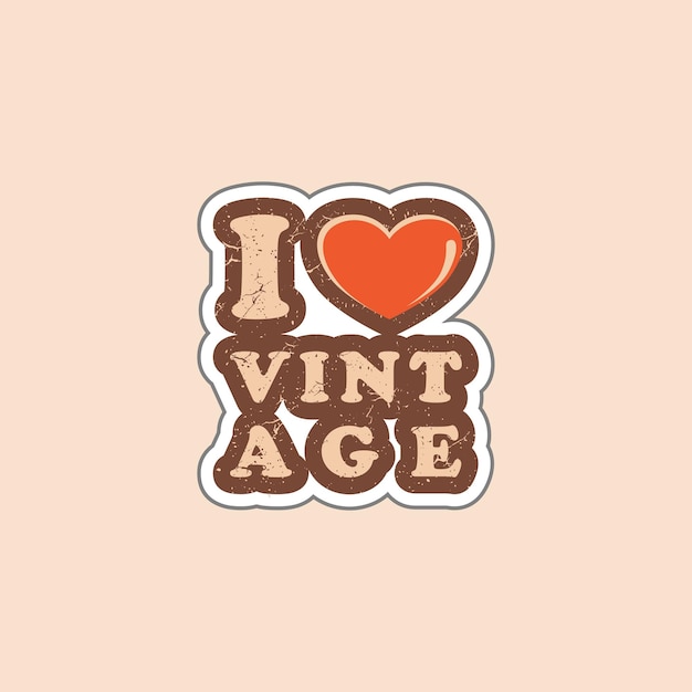 Typografieontwerp ik hou van vintage voor stickerboek