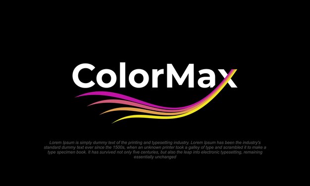 typografisch logo genaamd 'Color Max' met multicolor op letter x op een zwarte achtergrond