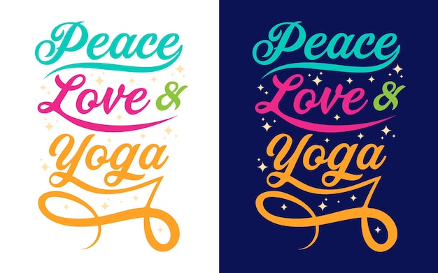 Typografische citaten over yoga Vredesliefde en yoga Voor sticker cadeaukaart tshirt mok print