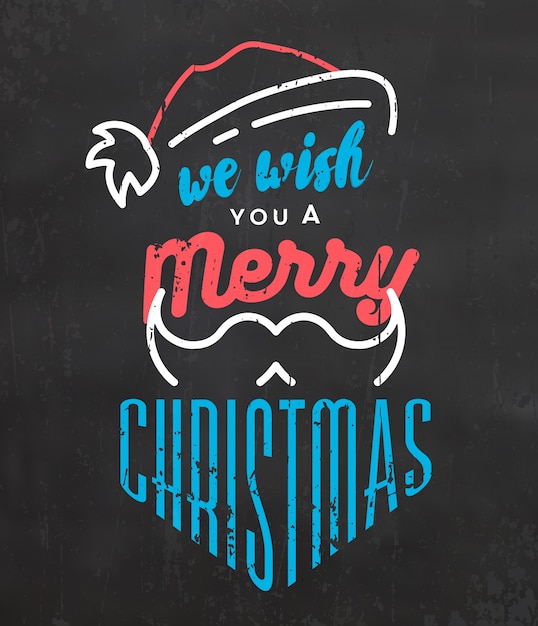 Typographic christmas background with santa