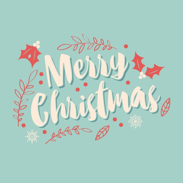 Typographic Merry Christmas card with decorative elements