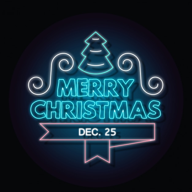 Typographicネオンスタイルのクリスマスの背景