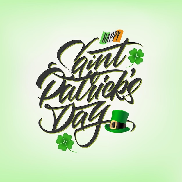 Poster in stile tipografico per il giorno di san patrizio con messaggio happy st. patrick's day. illustrazione vettoriale