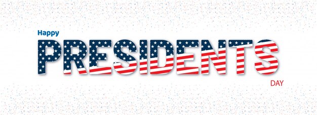 Vector typographic text president day in american flag pattern