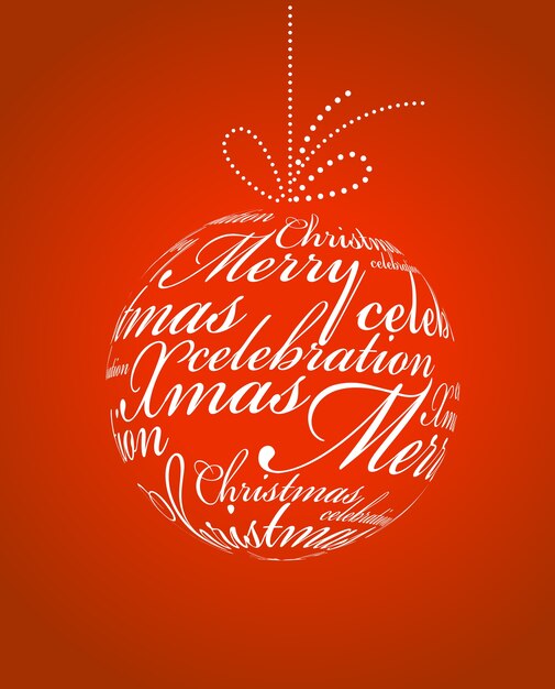 Vector typographic xmas ball on a red background.  illustration template