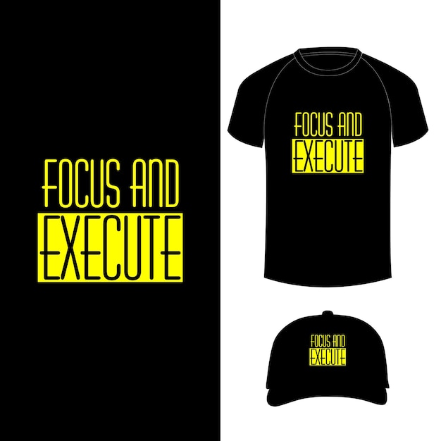 Tシャツとキャップのモックアップを使用したタイポグラフィ抽象Tシャツデザイン