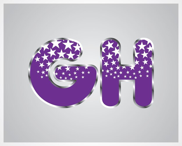 Typography Alphabet Set AZ white stars on purple background