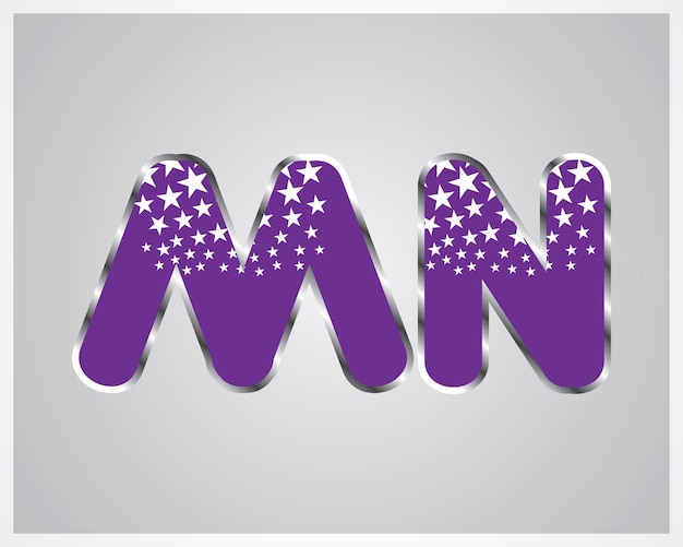Typography alphabet set az white stars on purple background