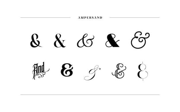 Vettore tipografia ampersand simbolo di ampersand sans serif ornamento decorativo