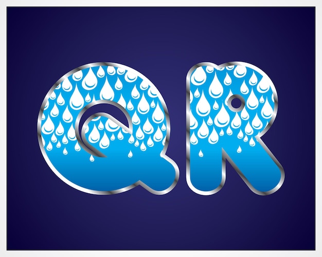 Typography AZ water drops Alphabet Set