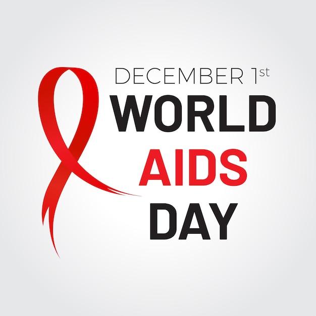 Typography banner world aids day with ribbon vector