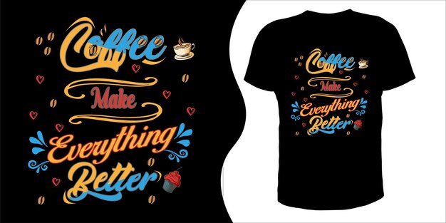 タイポグラフィー コーヒー tシャツデザイン