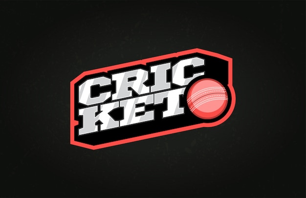 Logo dell'emblema di stile di sport tipografia cricket con palla