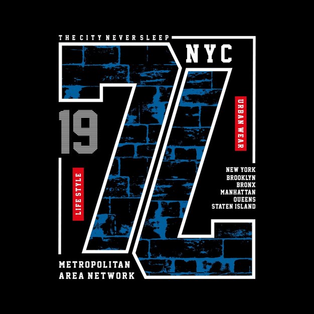 Типографический дизайн нью-йоркской футболки графический вектор