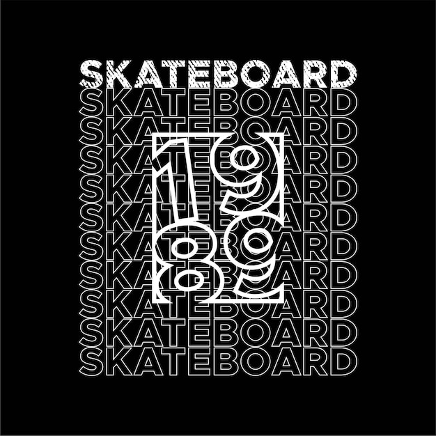 Vettori di design tipografico logo skateboard con il titolo skateboard