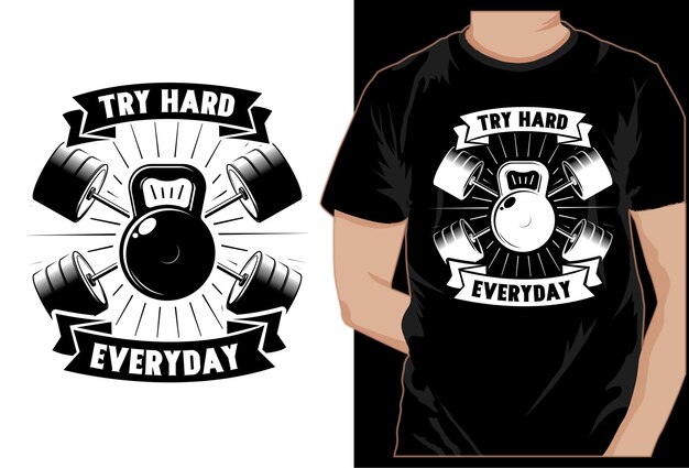 Vector typography gym t-shirt design,