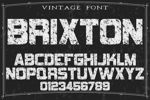 Vettore brixton di progettazione di carattere handcrafted tipografia