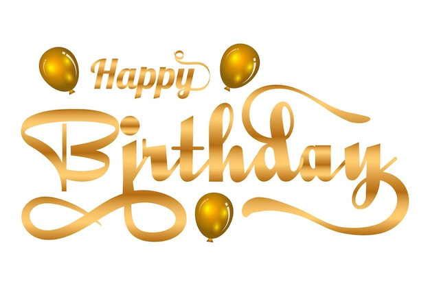 Typography of happy birthday golden text clipart