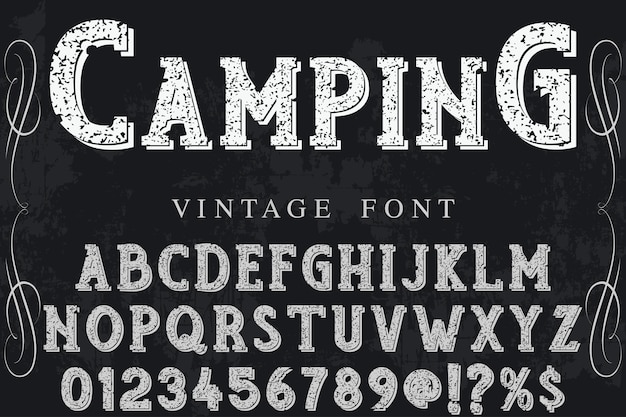 Typography label design camping