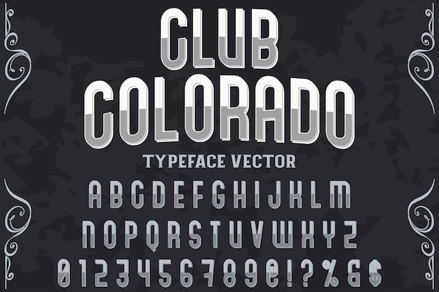 Tipografia etichetta design club colorado