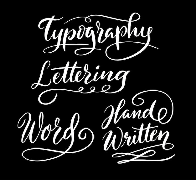 Vector typography and lettering handwriting calligraphy