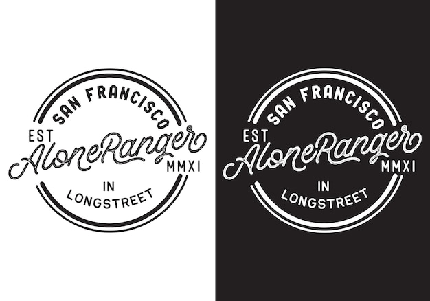 Типографический логотип alone ranger vector illustration template с черно-белым цветом элегантный дизайн подходит для любой отрасли