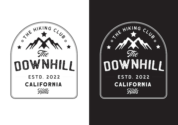 Вектор Типографический логотип downhill california vector illustration template с черно-белым цветом элегантный дизайн подходит для любой отрасли