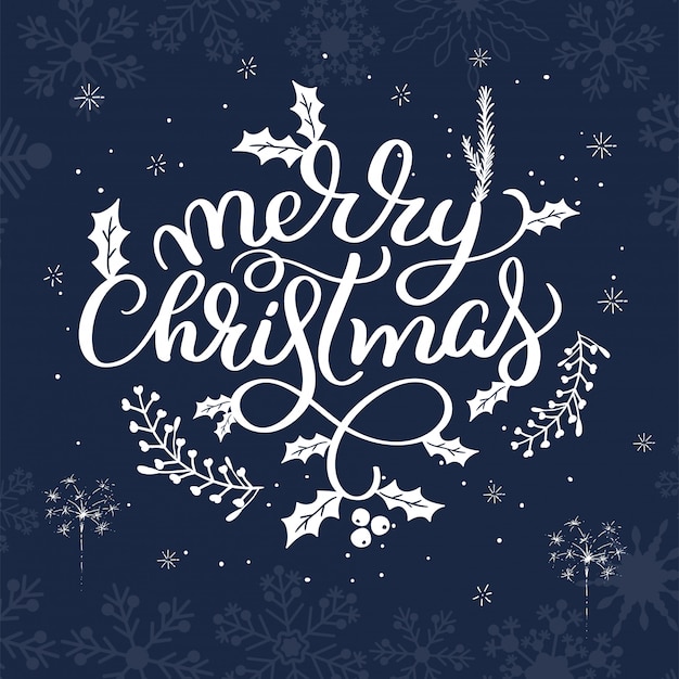 Vector the typography merry christmas night background.