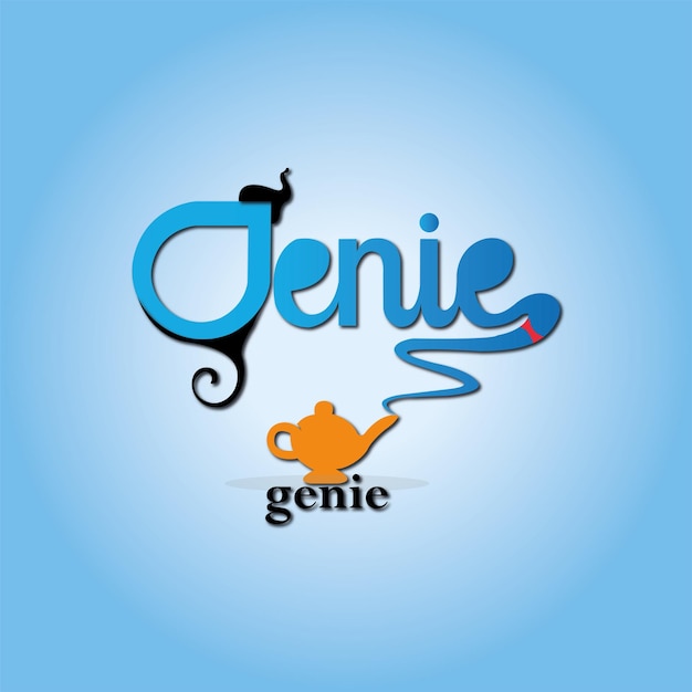 타이포그래피 미니멀한 Genie 로고 디자인.