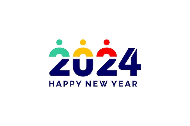 Vector typography new year 2024 number on white background