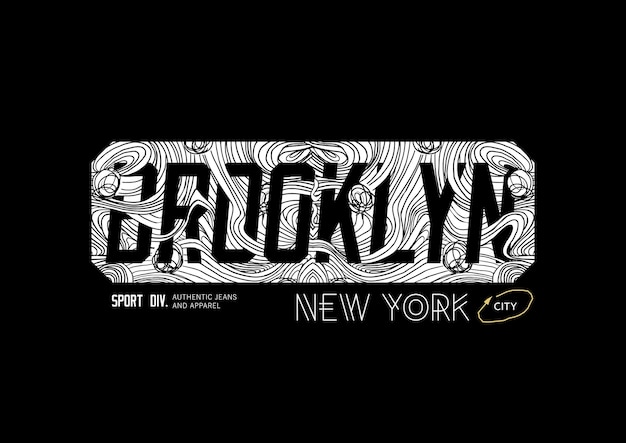 typography new york brooklyn athletic league championship slogan print with emblem for graphic tee