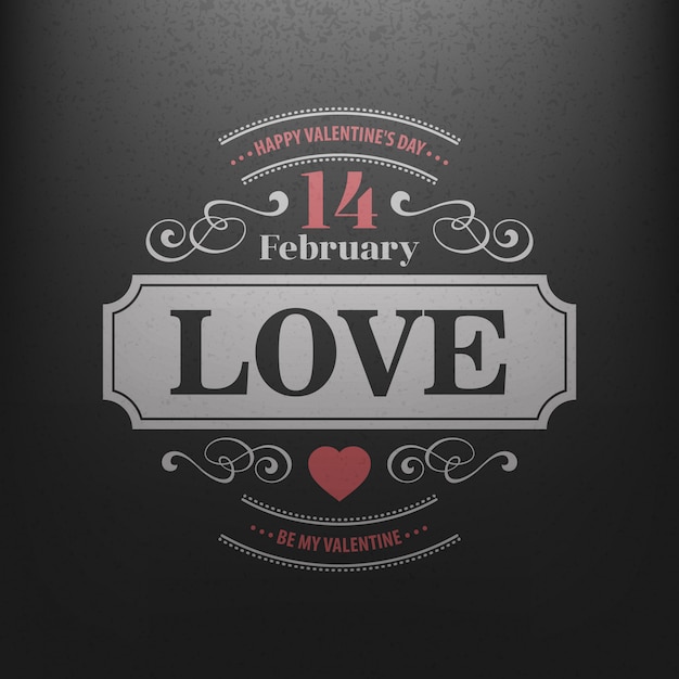 Vettore cartolina tipografica valentine day felice su una lavagna.