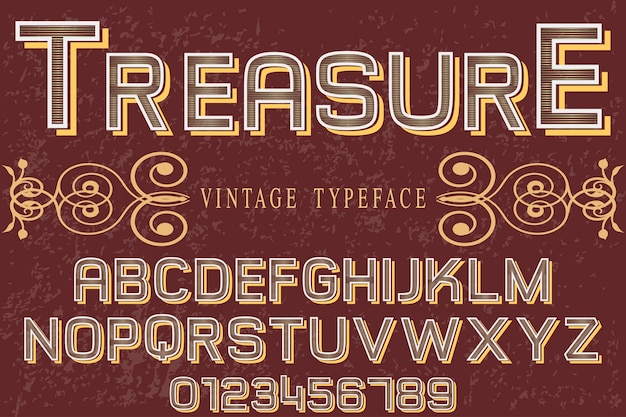 Vector typography shadow effect font design treasure