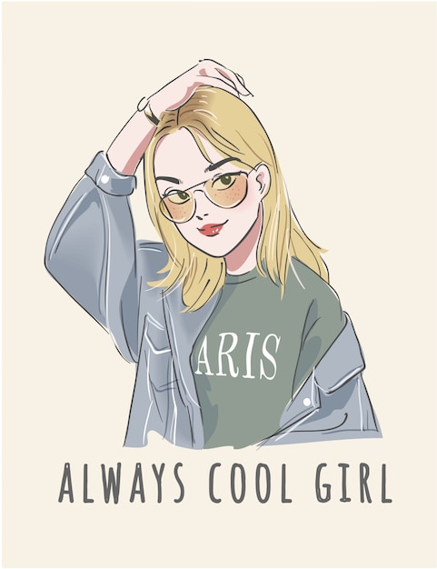 Typography slogan with cute girl illustration