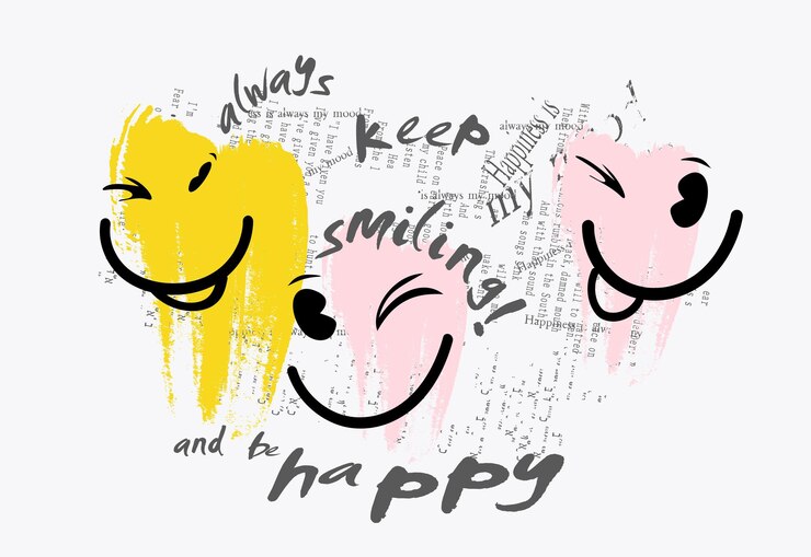 Vector typography street art graffiti with spray splash effect urban neon graffiti always keep smiling art