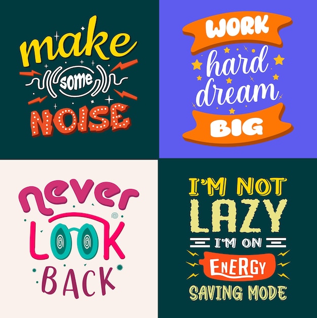 Typography, svg motivational quote set vector
