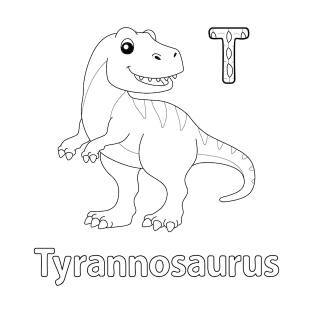 Tyrannosaurus Alfabet ABC Kleurplaat T