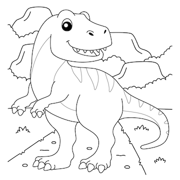 t rex coloring page for kids