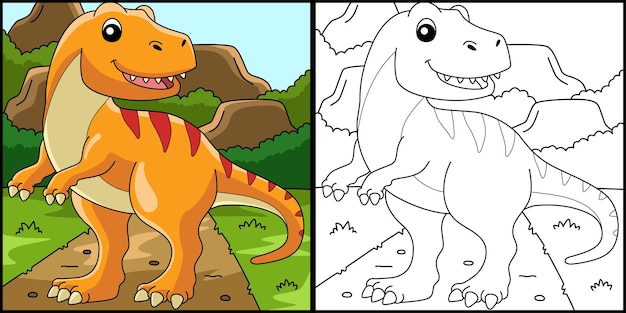 Tyrannosaurus Dinosaur Coloring Page Illustration