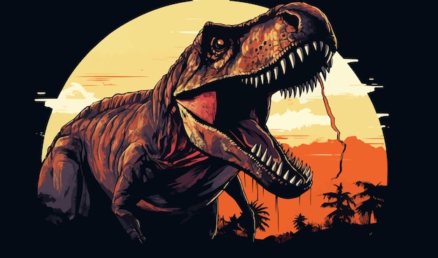 Вектор Динозавр тираннозавр силуэт векторная иллюстрация динозавр искусство