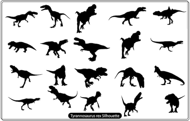 티라노사우루스 렉스 실루엣 벡터 세트